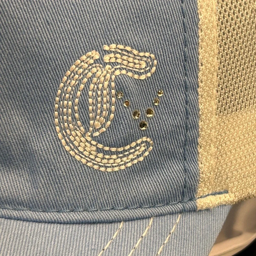 Callaway Golf Embroidered Rhinestone C Womens Light Blue Hat Mesh Trucker OSFA